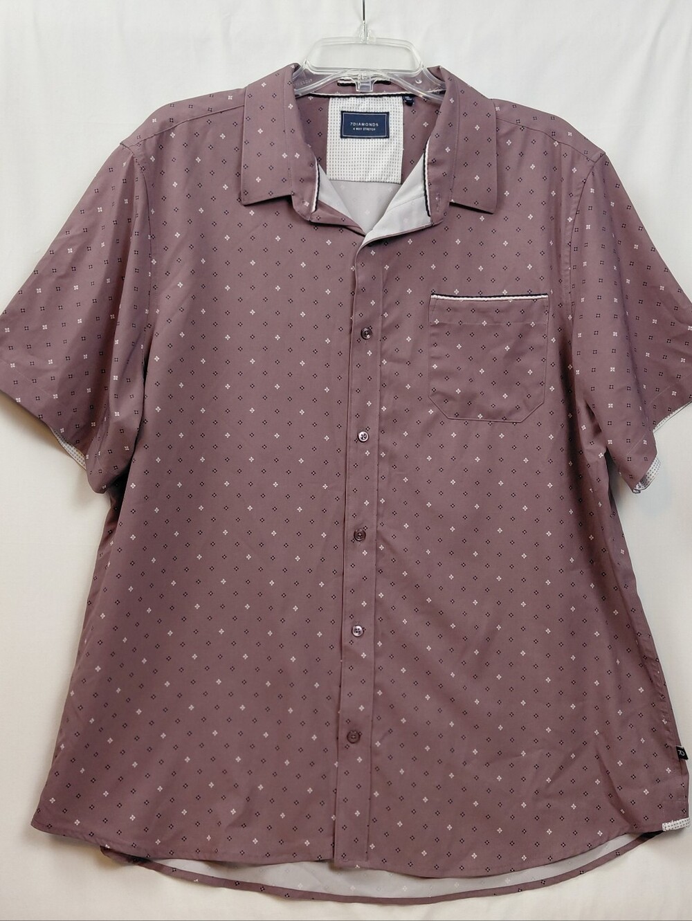 7 Diamonds 4 Way Stretch‎ Short Sleeve Button Up Shirt Size XXL Highway Star